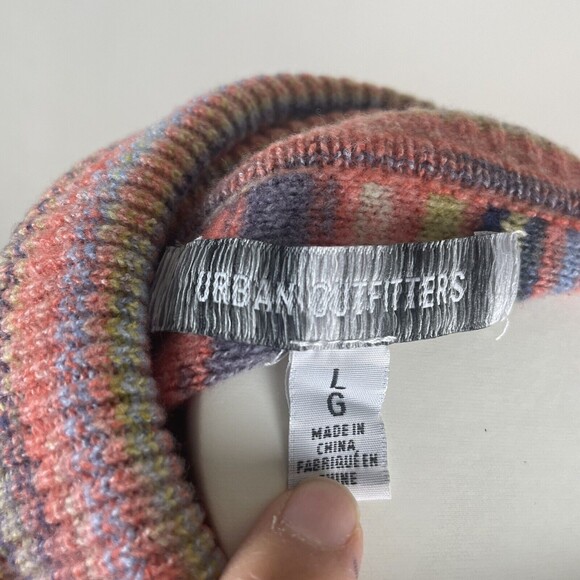 urban outfitters finley cropped turtleneck sweater striped Colorful Large - Picture 6 of 11